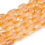 Нагретые нити из натуральных цитриновых бусин, овальные, граненые, с бисером