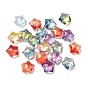 Baking Paint Transparent Glass Beads, Star, with Glitter Powder, Two Tone