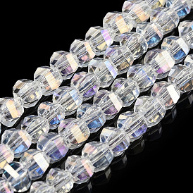 Perles en verre electroplate, de couleur plaquée ab , facette, ronde
