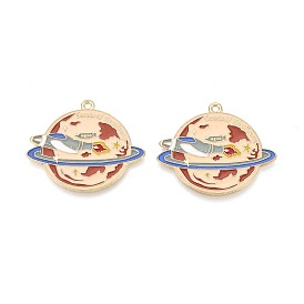 Подвески из эмали и сплава, амулеты земля и ракета, золотой свет