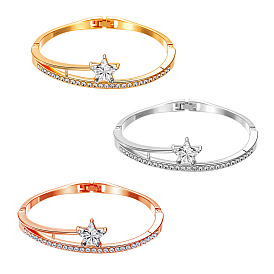 3 шт. 3 цветные браслеты из сплава со стразами на петлях для женщин, звезда