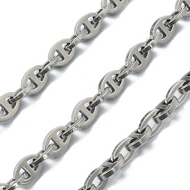 Stainless Steel Oval Link Chains, Unwelded, with Spool