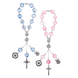 2шт. подвесные украшения из розового стекла, с подвесками и сплавов омара коготь застежками, для автомобильных подвесных украшений