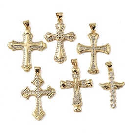 Латунные микро проложить кубического циркония подвески, без кадмия и без свинца, крест прелести