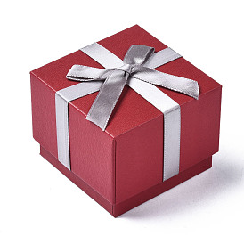 Cajas de joyas de cartón, para embalaje de anillos, cuadrada con bowknot