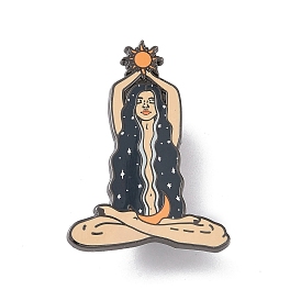 Sun Moon Witchy Woman Alloy Enamel Pin Brooch, for Backpack Clothes