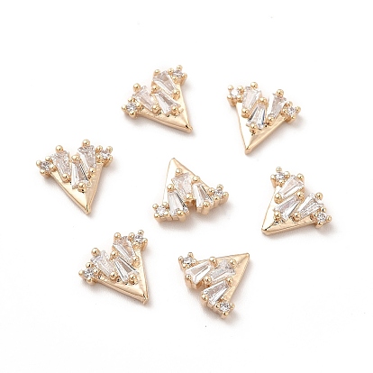 3D Brass Glass Cabochons, for DIY Nail Art Decorations, Triangle/Square/Bottle/Rectangle, Light Gold