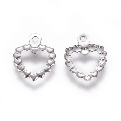 304 encantos abiertos de acero inoxidable, anillo del corazón
