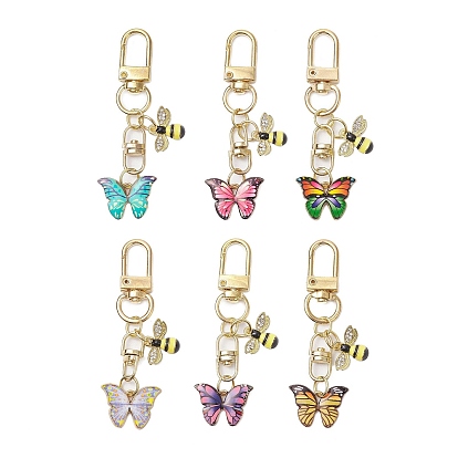 Бабочки пчелы сплав эмаль подвеска украшения, Поворотные застежки-брелки для украшения сумок