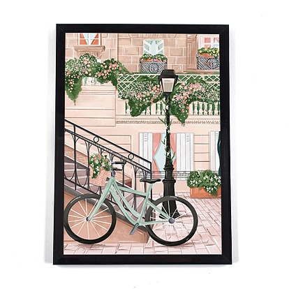 DIY 5D Paris City Canvas Diamond Painting Kits, with Resin Rhinestones, Sticky Pen, Tray Plate, Glue Clay, Frame and Drawing Pin, for Home Wall Decor Full Drill Diamond Art Gift