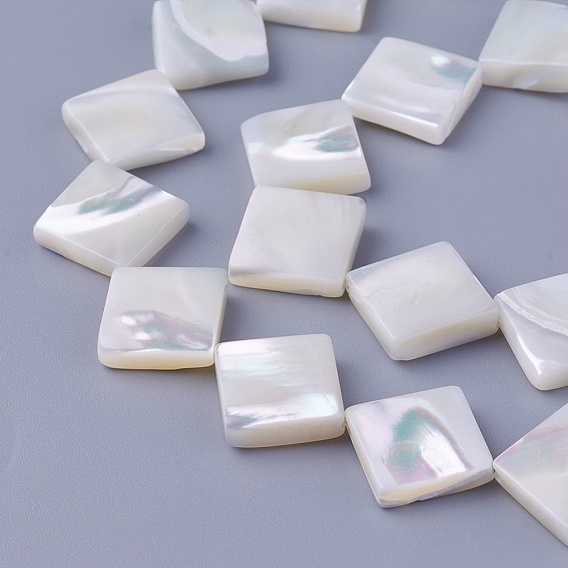 Natural Sea Shell Beads Strands, Rhombus
