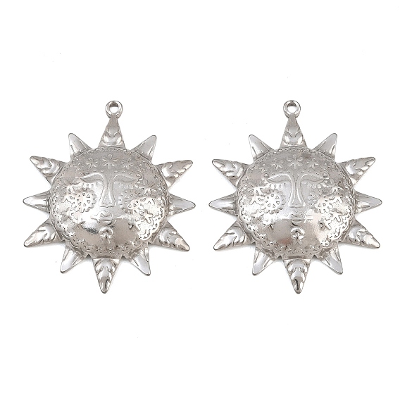 304 Stainless Steel Pendants, Sun Face Charms