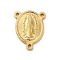 PVD Vacuum Plating 304 Stainless Steel Chandelier Component Links, 3-Loop Connector Charms, Religion, Oval Link with Virgin Mary