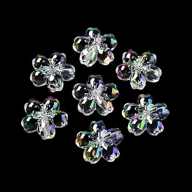 Uv perles acryliques de placage, iridescent, fleur