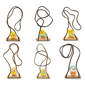 Cute Plastic Swinging Duck Pendant Decorations, for Car Interiors Hanging Ornaments