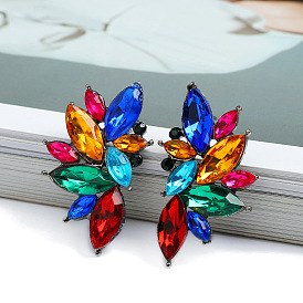 Colorful Geometric Crystal Earrings for Women - Fashionable, Versatile and High-Quality Jewelry