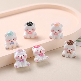 Непрозрачные кабошоны из смолы, собака с бантом