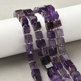 Природный аметист нитей бисера, кубические, с бисером