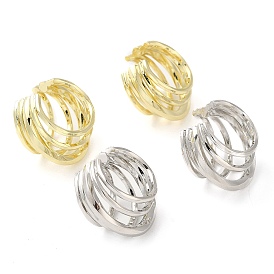 Brass Five Line Cuff Earrings, Split Non Piercing Earrings for Women