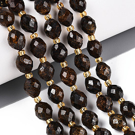 Природные бронзитом бисер нитей, граненые, овальные, с бисером