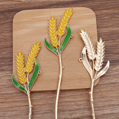 Alloy Enamel Wheat Hair Sticks, with Loop, Long-Lasting Plated Hair Accessories for Women
