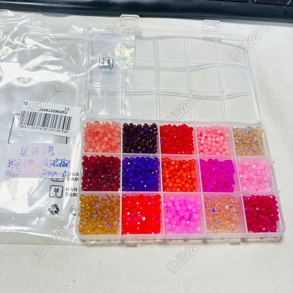 1800Pcs 15 Styles Baking Paint Imitation Jade Glass Beads & Electroplate Glass Beads Sets, Faceted Rondelle