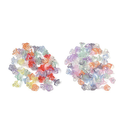 Шапочка из акриловых бусин с покрытием ab, цветок / лист