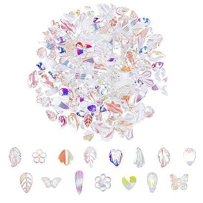 Transparent Glass Beads, AB Color Plated, Mixed Shapes