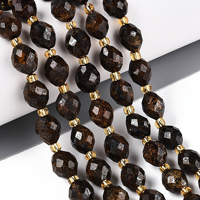 Природные бронзитом бисер нитей, граненые, овальные, с бисером