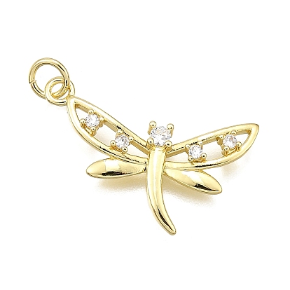 Латунные микро проложить кубического циркония подвески, стрекоза, долговечный, без свинца и без кадмия, стойки покрытие, с целью перехода в кольце