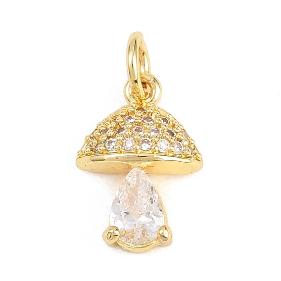 Латунные микропаве прозрачные подвески с фианитом, грибные прелести, долговечный, стойки покрытие, без свинца и без кадмия