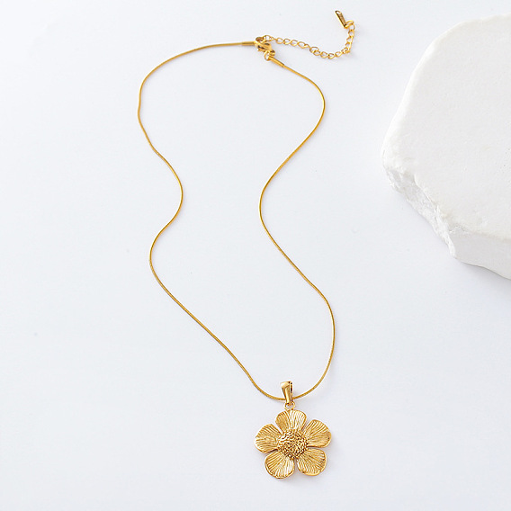 3 шт. ожерелья из нержавеющей стали с цветочным кулоном для женщин