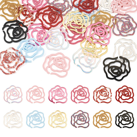 24шт 12 цвета акриловые подвески для бокалов, бокал маркер, роза