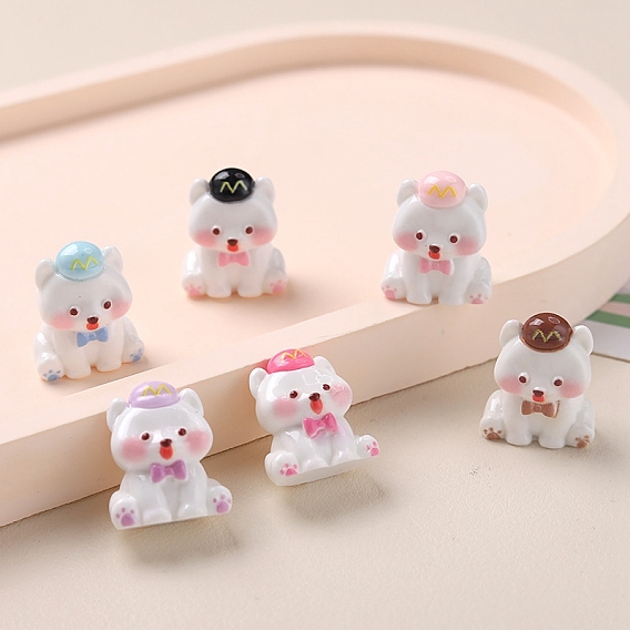 Непрозрачные кабошоны из смолы, собака с бантом