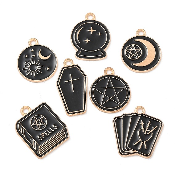 Подвески из эмали и сплава, золотой свет, без кадмия и без свинца, чёрные