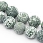 Frosted Round Natural Green Spot Jasper Beads Strands
