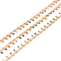 Handmade Brass Curb Chains, with Enamel Charms, Long-Lasting Plated, Drop, Unwelded, with Spool, Golden