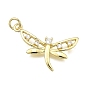 Латунные микро проложить кубического циркония подвески, стрекоза, долговечный, без свинца и без кадмия, стойки покрытие, с целью перехода в кольце