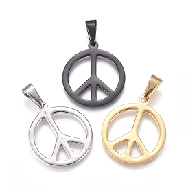 304 Stainless Steel Pendants, Peace Symbol