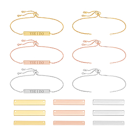 Набор для самостоятельного изготовления прямоугольного браслета-слайдера из нержавеющей стали с латунными цепями