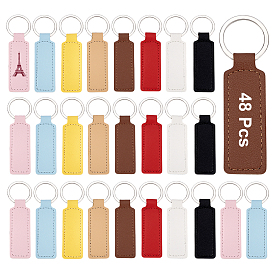 48шт 6 цвета искусственная кожа брелки, прямоугольные, платина