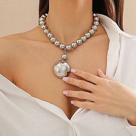 CCB пластиковый полукруглый кулон, круглые бусины, ожерелья для женщин, с конечными железными цепями