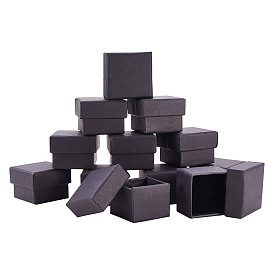 Boîtes à bijoux en carton kraft, boîte de bague, carrée, avec une éponge à l'intérieur