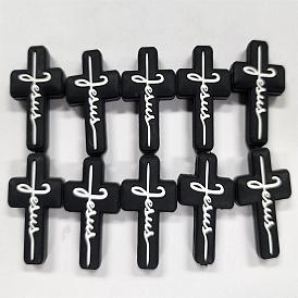 10Pcs Silicone Beads, Chewing Beads For Teethers, DIY Nursing Necklaces Making, Cross