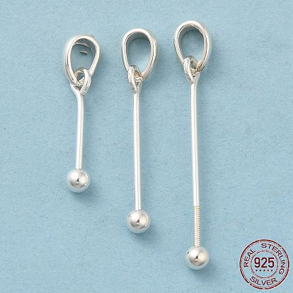 925 Sterling Silver Pendant Bails, Beadable Pins, with S925 Stamp