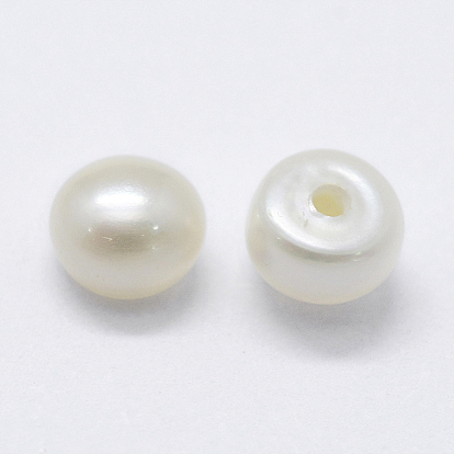 Natural Cultured Freshwater Pearl Beads, Half Drilled, Rondelle