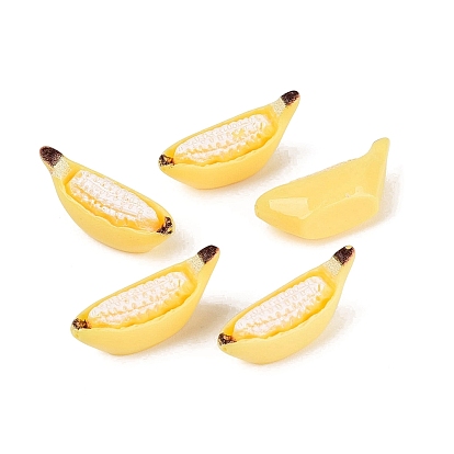 Cabochons imitation fruits en résine opaque, banane