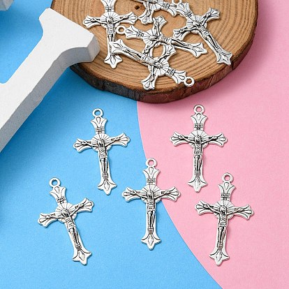 10Pcs Zinc Tibetan Style Alloy Pendants, Crucifix Cross, Religion