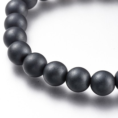 Non-magnetic Synthetic Hematite Beads Stretch Bracelets, Round