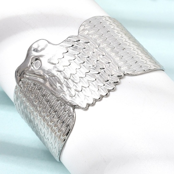 Summer 304 Stainless Steel Wide Cuff Bangles for Women Men, Eagle, Tarnish Free